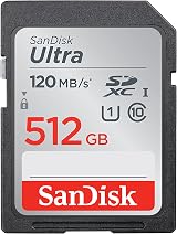 SanDisk 512GB Ultra SDXC UHS-I Class 10 U1 Memory Card 120MBs Read Speed