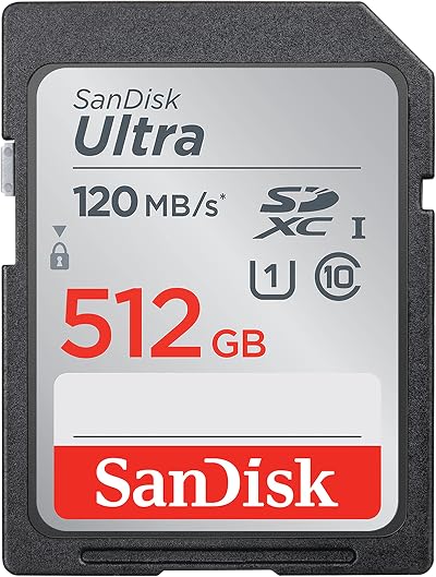 SanDisk 512GB Ultra SDXC UHS-I Class 10 U1 Memory Card 120MBs Read Speed