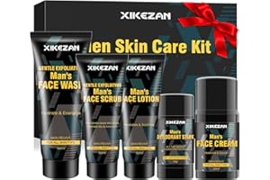 XIKEZAN Mens Gifts for Men,Hydrating & Anti Aging Men's Skin Care Set for Fine Lines & Wrinkles,Facial Skin Care Routine Kit w/Face Wash,Scrub,Lotion,Cream,Deodorant,Skincare Gift Set Ideas Stocking Stuffers