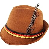 German Alpine Bavarian Oktoberfest Costume Hat with Feather