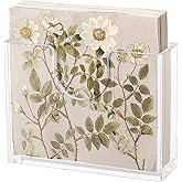 Clear Acrylic Napkin Holder for Table, Elegant Non-Slip Guest Towel Tray for Bathroom, Waterproof Vertical Tissue Dispenser for Kitchen, Dining, Bar, Office or Restaurant Square with rounded corners