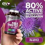 EVO Nutrition Milk Thistle Tablets 80% Silymarin 180 Vegan UK Made view 3