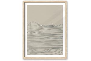 iHery Natural OAK Wood Jesus and Peter Walk on Water Framed Wall Art, 12x16 in Modern Sketch Bible Verses Canvas Art Decor, Beige Logs Boho Scripture 1Pack for Living Room Bedroom