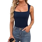 OwnTime Womens Square Neck Tank Tops Dressy Summer Sleeveless Shirts Sexy Going Out Fitted Trendy Tops T Shirts Blouses