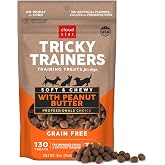 Cloud Star Tricky Trainers Dog Treats Grain Free Peanut Butter 5 oz | 5 oz Pouch, Soft &amp; Chewy Texture Dogs Love, Only 3 Calories Per Treat, Wholesome Ingredients, Made in the USA