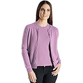 Cashmere Boutique 100% Pure Cashmere Cardigan Twin Sets for Women - Round Neck, Long Sleeve, Button Down, Soft & Warm Sweater