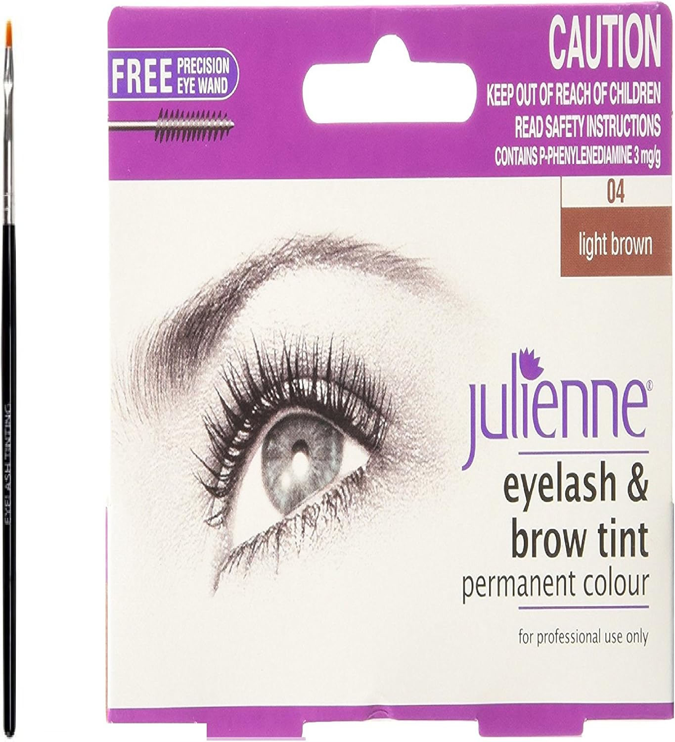 Julienne Eyelash Eyebrow Tint Tinting Kit Dye LIGHT Brown Tint Brush