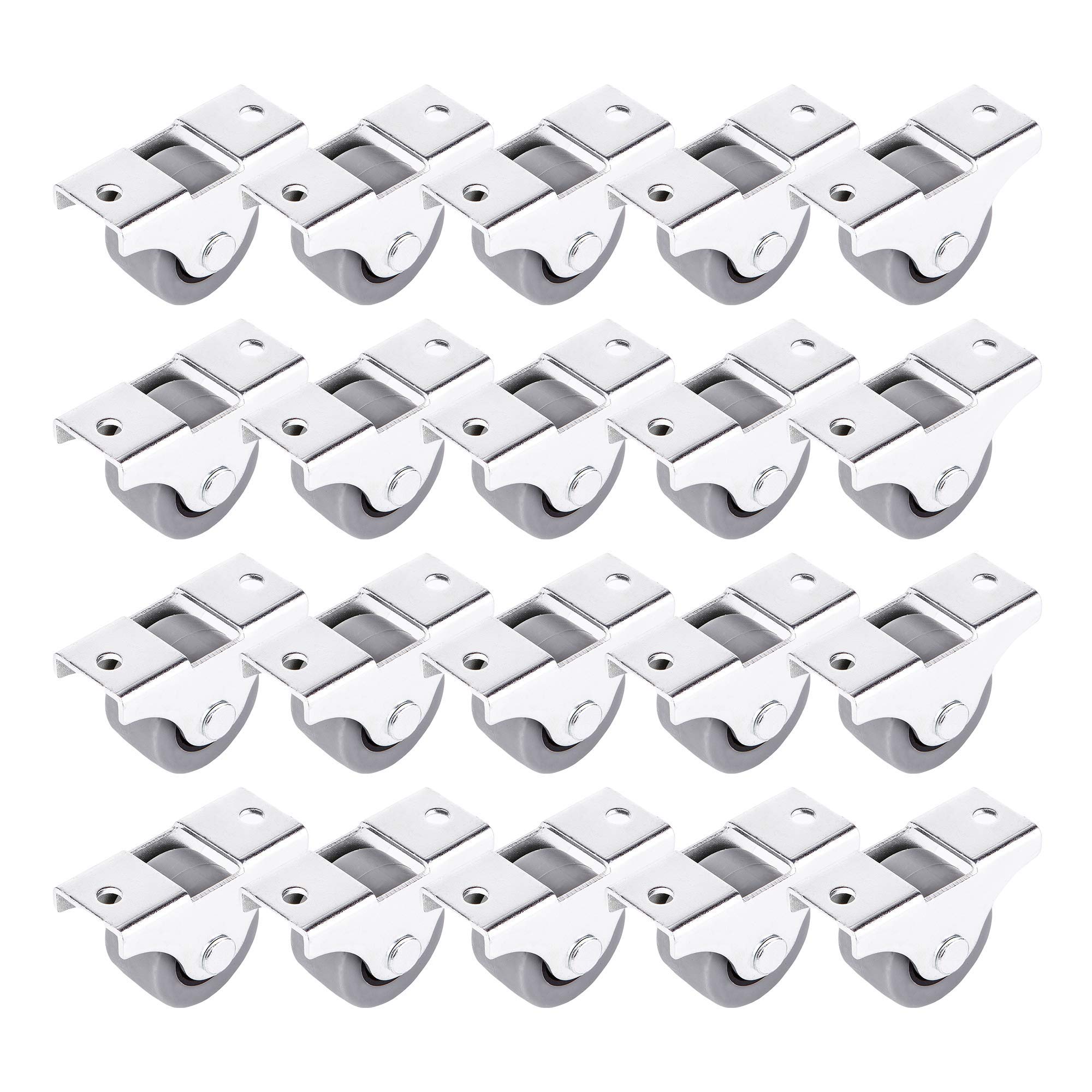 Pack of 20-25mm Rubber and Plastic Fixed in Metal Swivel Case for Furniture, Appliances and Equipment