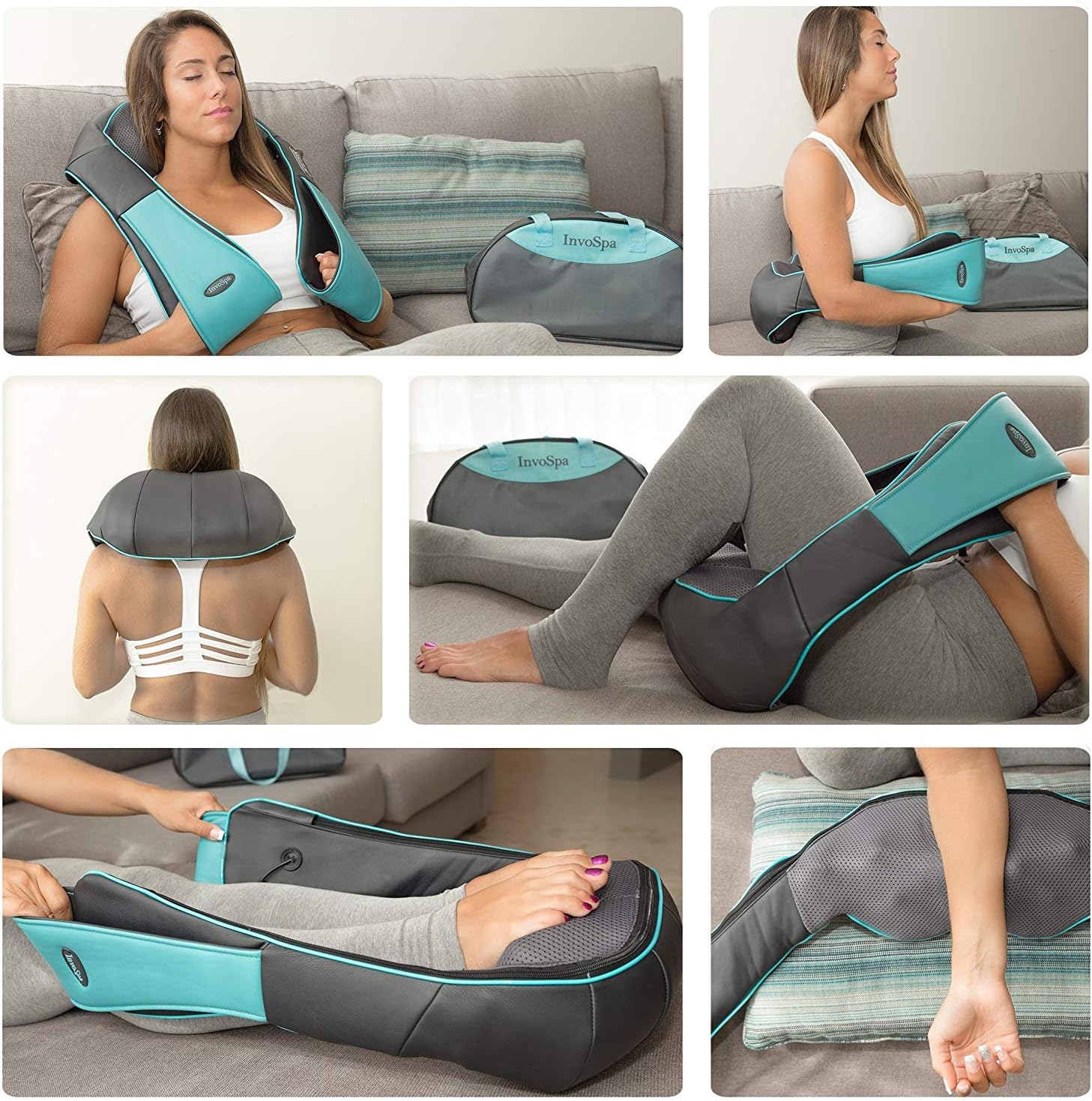 Shiatsu Back shoulder & Neck Massager With Heat - Deep Tissue 3D Kneading Pillow Massager for Neck, Back, Shoulders, Foot, Legs - Electric Full Body Massage - for Home & Car: Health & Personal Care