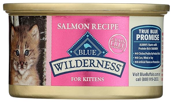 BLUE BUFFALO WILDERNESS HIGH PROTEIN GRAIN FREE, NATURAL KITTEN PATE WET CAT FOOD, SALMON 3-OZ CANS (PACK OF 1)
