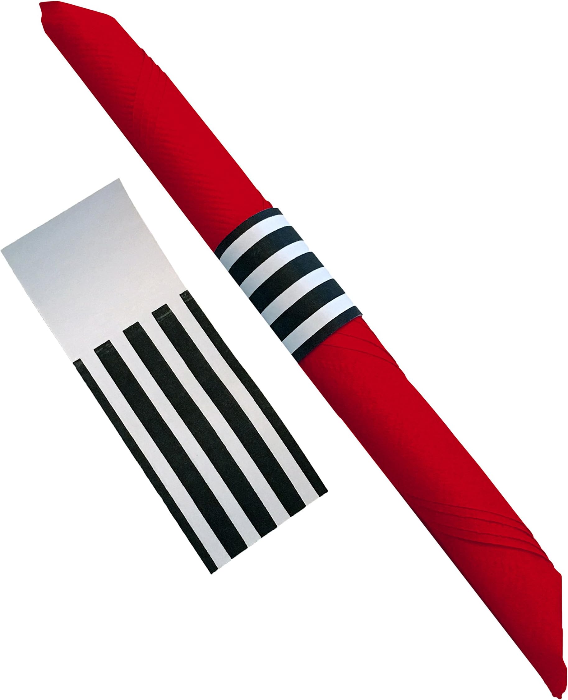 Self-Adhesive Paper Napkin Rings and Red Party Napkins in Black Red and White Custom Design to Complement Any Table Decor and Party Theme 40 of Each by The French Concept