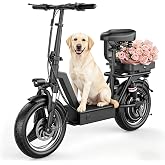Electric Scooter with Seat, 1000W/1600W Peak Motor Electric Scooter for Adults 25MPH 30Miles Range, 10/14" Foldable E Scooter with Box Dual Suspension Dual Brake for Commuter, Travel, Shopping