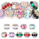Craftdady 9Pcs 20mm Acrylic Rhinestone Round Beads Resin Colorful Crystal Focal Beads for Pens Rainbow Craft Loose Spacer Bead for Bracelet Earring Necklace Jewelry Keychain Making