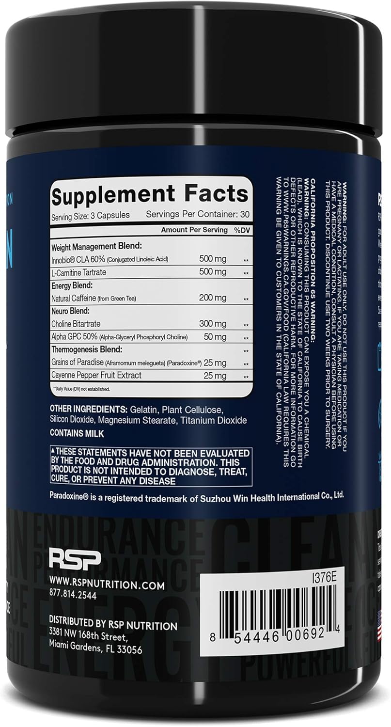RSP QuadraLean Thermogenic Fat Burner for Men & Women, Weight Loss Supplement, Crash-Free Energy, Metabolism Booster & Appetite Suppressant, Diet Pills, 30 Serv: Health & Personal Care