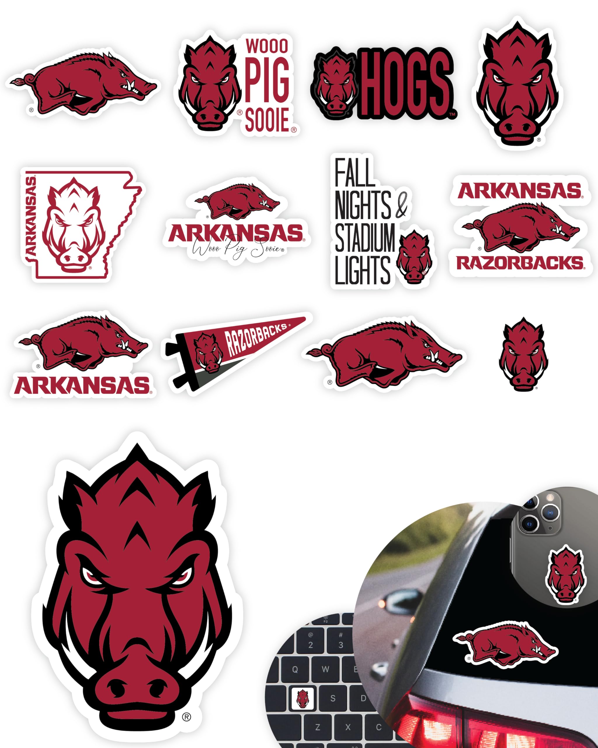 Arkansas Razorbacks Stickers (14 Piece) Arkansas