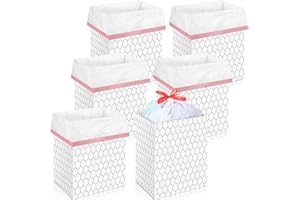 Sliner 6 Pack 13 Gallon Trash Cans Disposable Trash Cans for Parties Plastic Recycle Garbage Bins for Kitchen Birthday Wedding Party Outdoor Events,17.7" Tall x 10.2" Wide 13.4" Deep(Milky White)