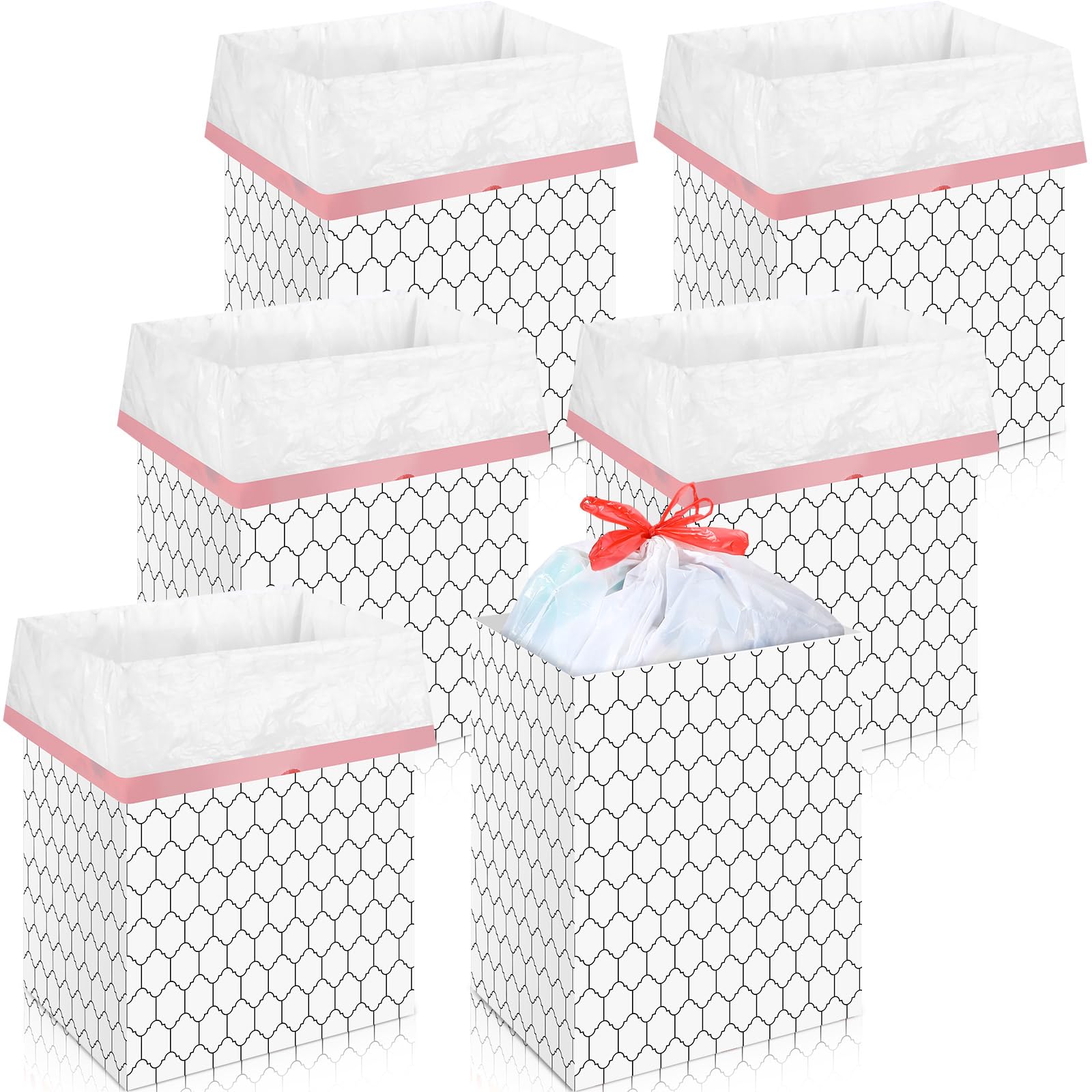 Photo 1 of Sliner 6 Pack 13 Gallon Trash Cans Disposable Trash Cans for Parties Plastic Recycle Garbage Bins for Kitchen Birthday Wedding Party Outdoor Events,17.7" Tall x 10.2" Wide 13.4" Deep(Milky White)