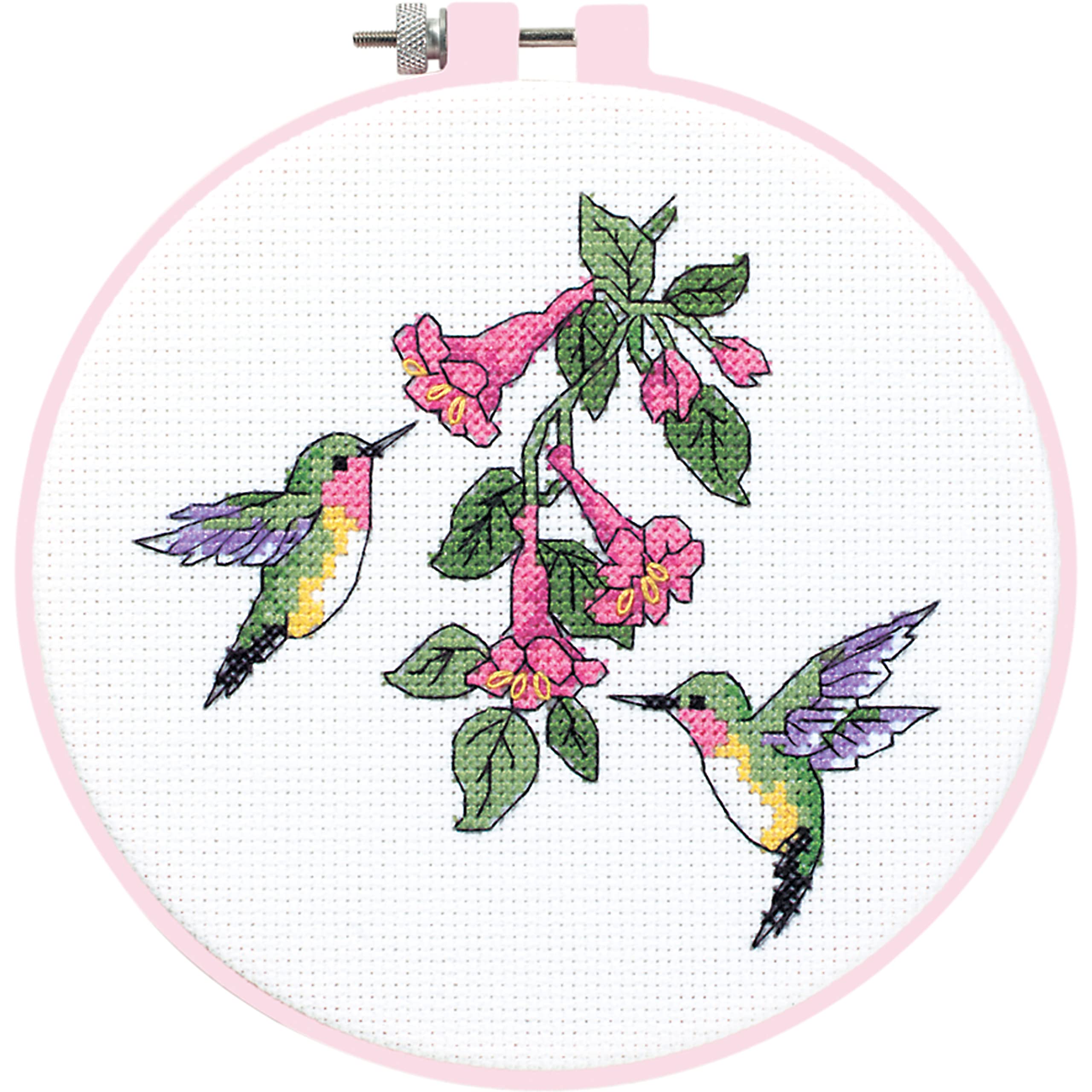 Dimensions - Counted Cross Stitch Kit - Hummingbird Duo - 72407 - Arts and Crafts for Adults - 14 Count Aida - 6 inch