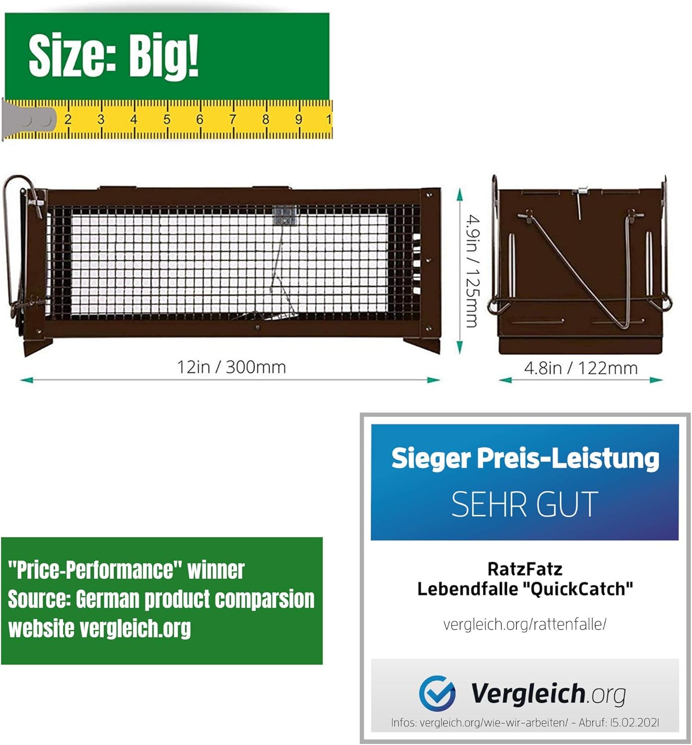 RatzFatz Humane Mouse Trap, Reusable Indoor & Outdoor Rat Cage Trap, No Kill Safe for Pets & Children - Image 3