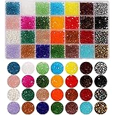 RACIOCK 2800pcs 3mm Bicone Crystal Beads for Jewelry Making - 28 Colors Electroplated Faceted Glass Beads Sparkly Spacer Beads for DIY Bracelets, Necklaces, Craft & Home Decor Gifts for Adults