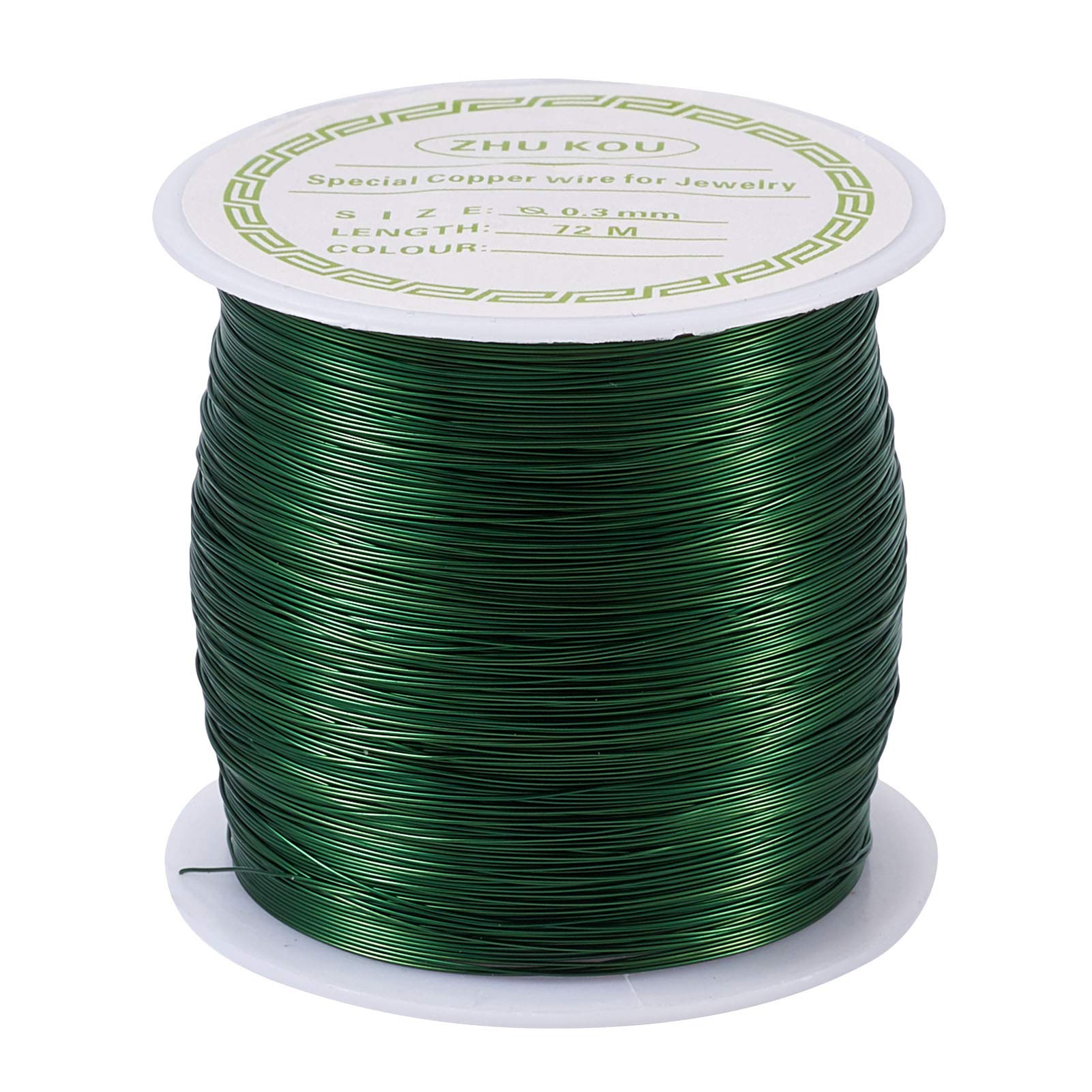 PandaHall 236 Feet Tarnish Resistant Bare Copper Wire 28 Gauge 0.3mm Jewelry Beading Wire for Crafts Beading Jewelry Making Supplies(Green)