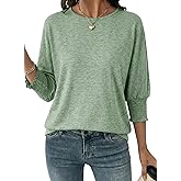 Dokotoo Women's 2026 Fashion Tops 3/4 Sleeve T-Shirts Cute Crewneck Basic Business Tees Blouses