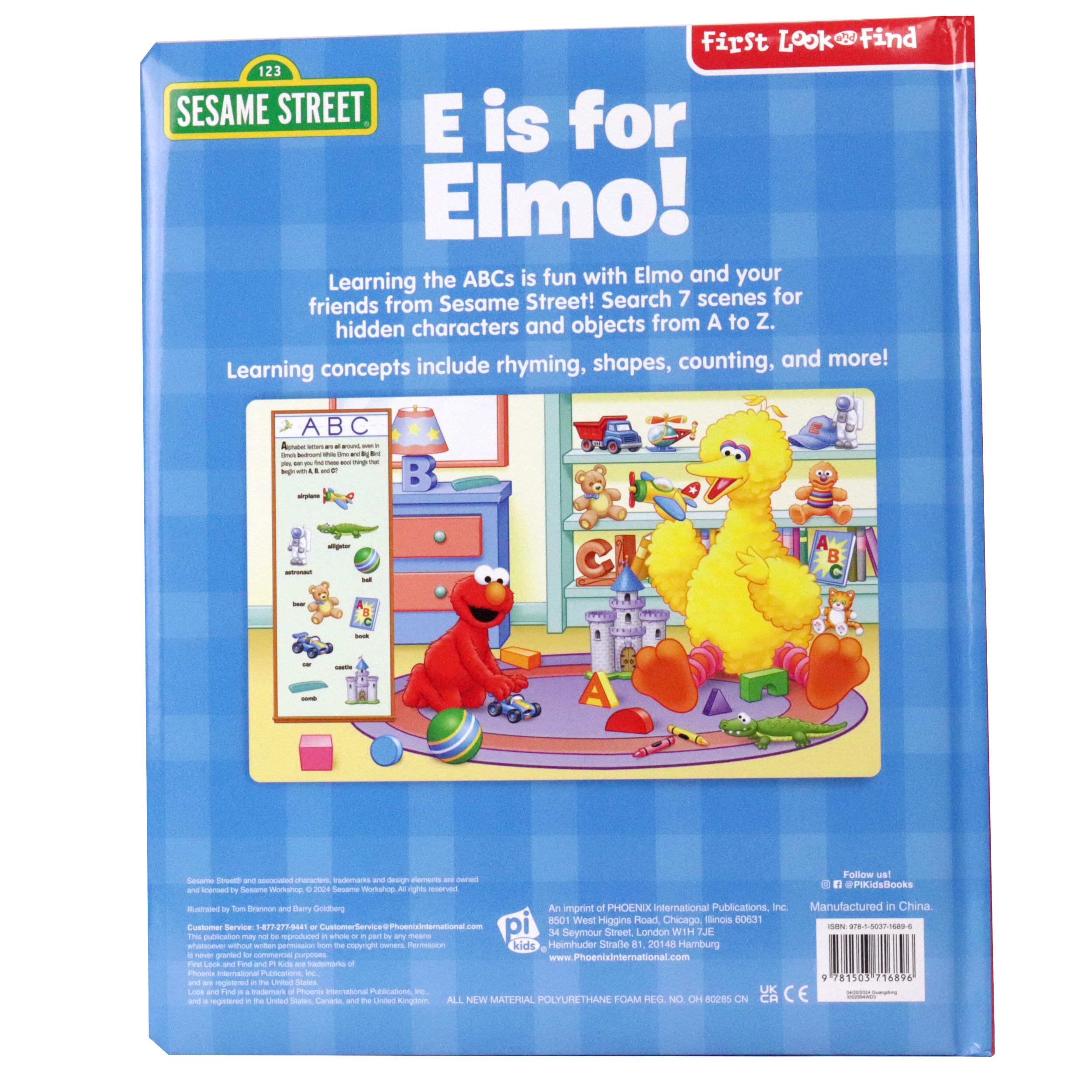 Sesame Street - E is for Elmo! ABCs - My First Look and Find Activity Book - PI Kids