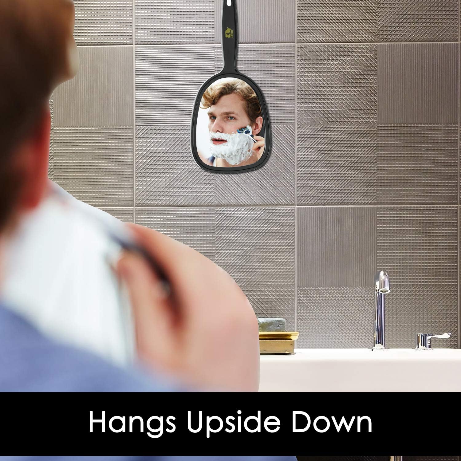 BeautifyBeauties Handheld Hand Mirror (5 x 11 Inches) for Salon, Barbershops, Self Haircut, Hairdressing & Makeup –Vanity Cosmetic Travel Mirror with Handle - Portable & Compact - Black: Home & Kitchen