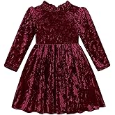 Luckrizyy Toddler Girls Velvet Dress Puff Long Sleeve Lace Collar Halloween Party Dresses Baby Fall Winter Clothes 2-7T