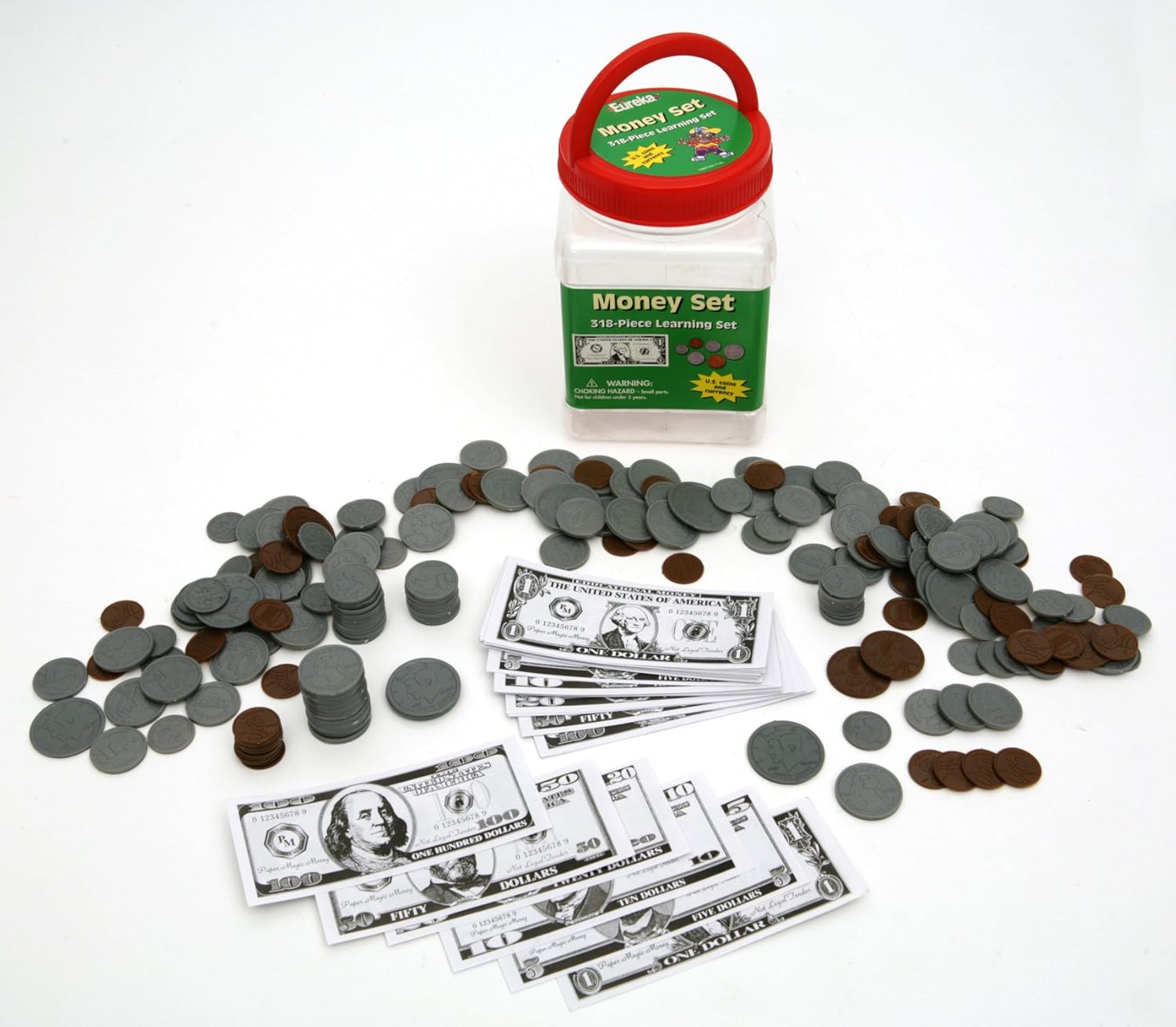Eureka Tub of Money, Educational Back to School Classroom Supplies, 4.5'' x 2'', 318 pc.