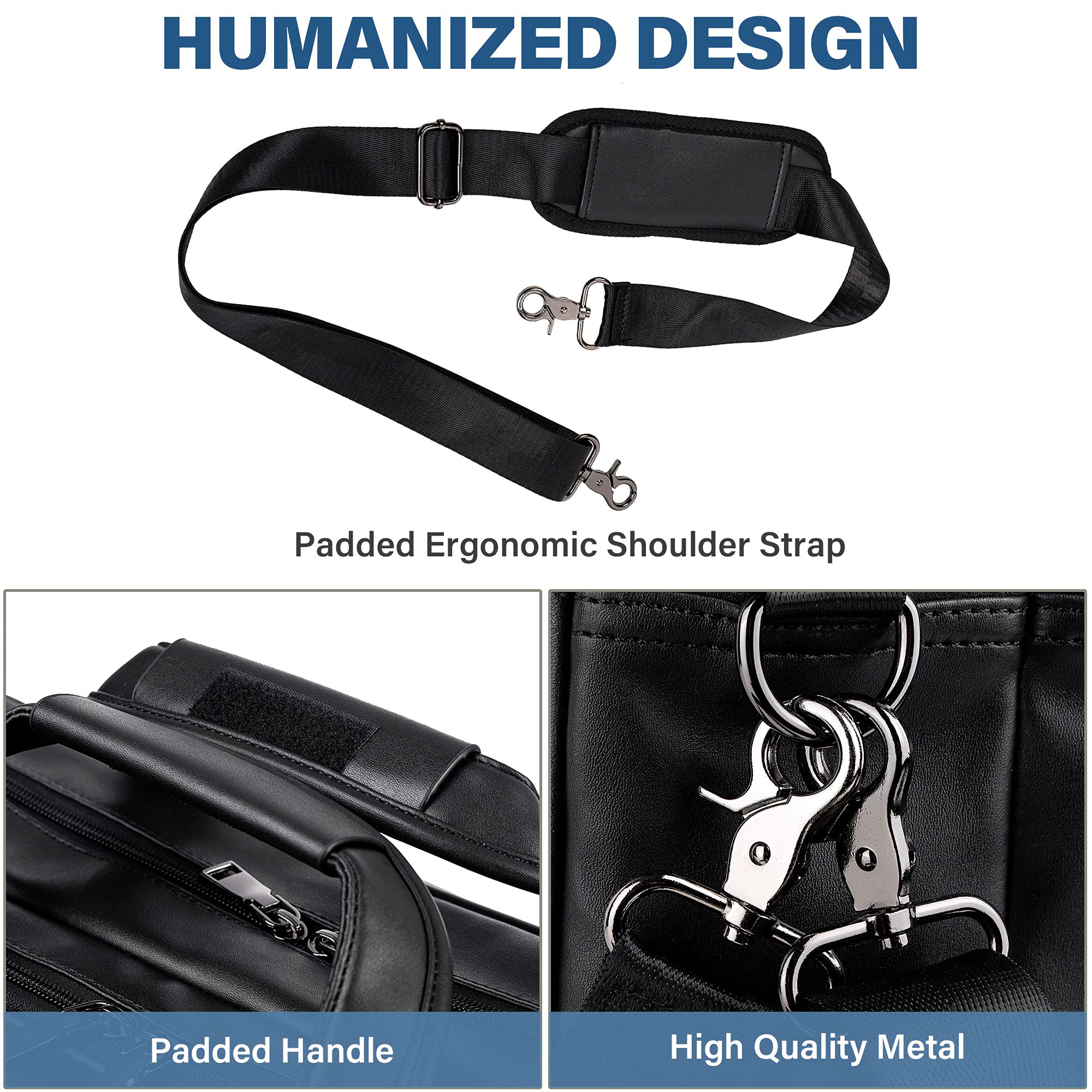 seyfocnia Leather Laptop Bag, Men's 15.6 Inche 17.3 Inche Messenger Briefcase Business Satchel Computer Handbag Shoulder Bag