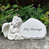 Personalized Memorial Garden Stones with Angel Statue - Custom Engraved view 1