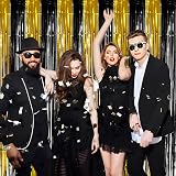 GREATRIL Black and Gold Foil Fringe Backdrop 2 Packs 3.2ft x 8.2ft view 4