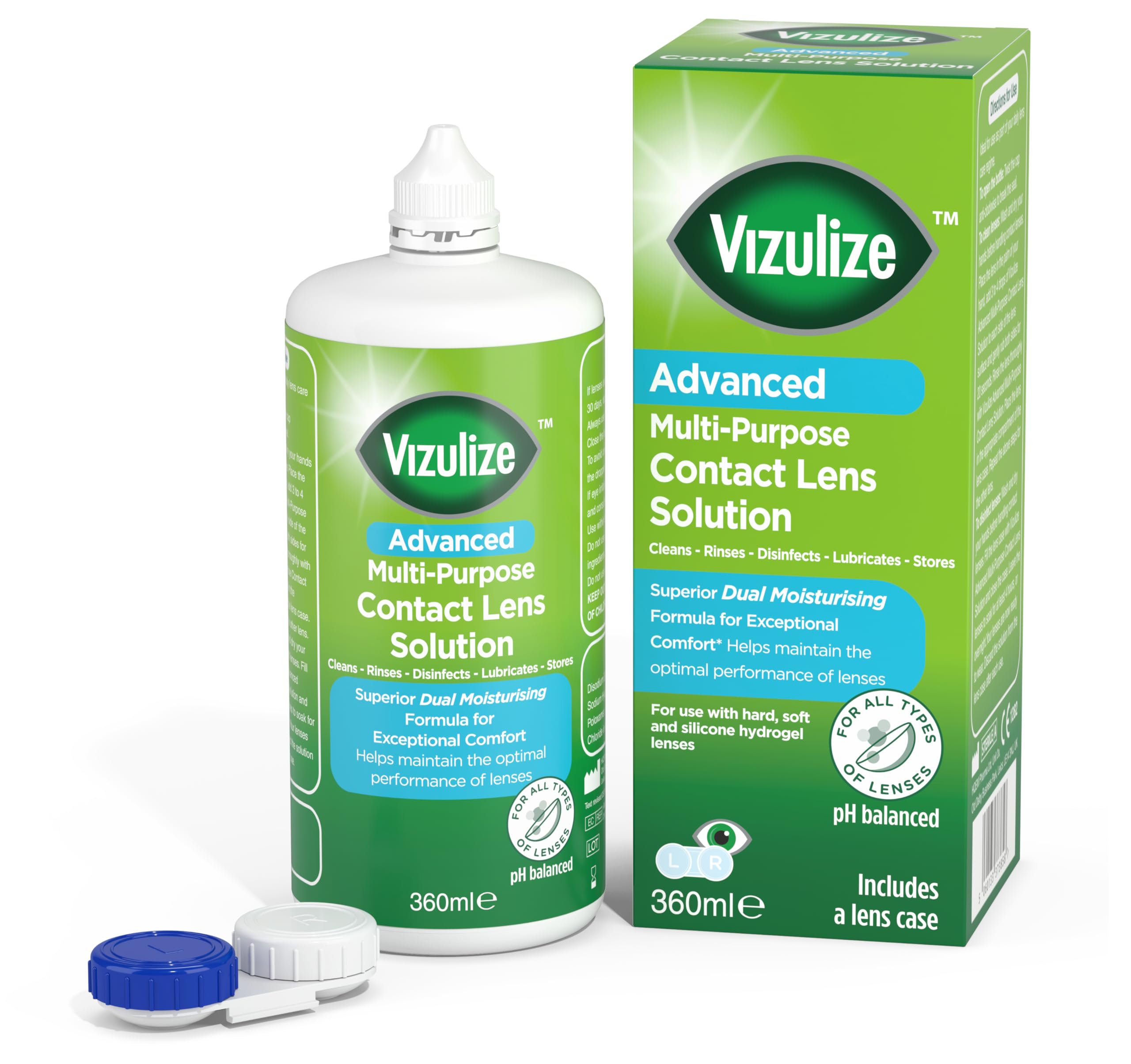 Vizulize Dual Moisurising All in One 360ml Contact Lens Solution 360ml