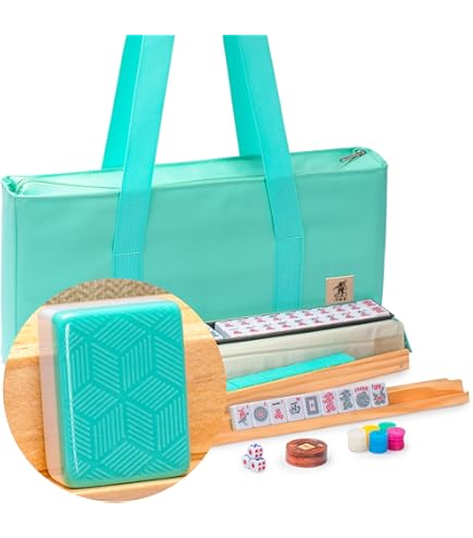YMI Ensemble de mahjong japonais Riichi Carreaux blancs et jaunes | Japanese Riichi Mahjong set, 144 white/yellow tiles, 4 trays, dice, scoring sticks, east wind tile, vinyl case, 2.5 kg YMI Ensemble de mahjong japonais Riichi Carreaux blancs et jaunes | Japanese Riichi Mahjong set, 144 white/yellow tiles, 4 trays, dice, scoring sticks, east wind tile, vinyl case, 2.5 kg