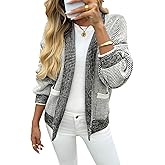 Saodimallsu Womens Open Front Cardigans Long Sleeve Waffle Knit Shawl Collared Fall Trendy Sweater Coats with Pockets