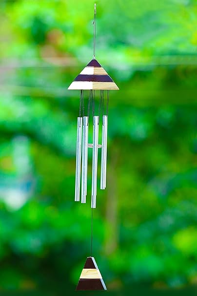 Skynet 7 Pipe Silver Color Pyramid Wind Chimes for Home, Balcony and Bedroom Positive Energy, Wind Chimes with Good Sound-Silver Wind Chimes