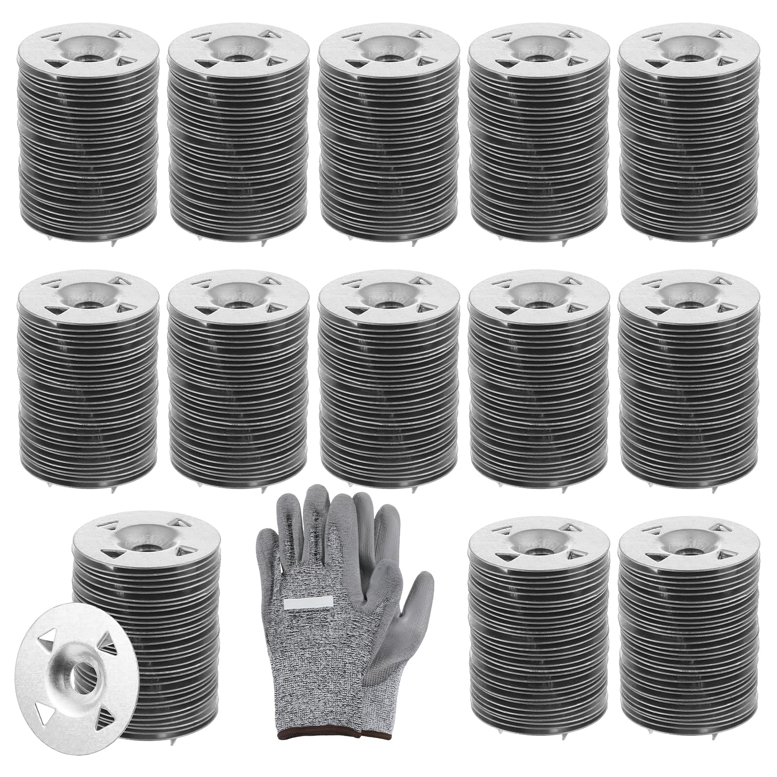 Photo 1 of IANFAN 600 Pcs Foam Board Fasteners Washers, 1-1/8 Inch Metal Washers for Foam Board Panels Galvanized Steel Metal Washer with Cut Resistant Gloves for Fixing Fastening Installation