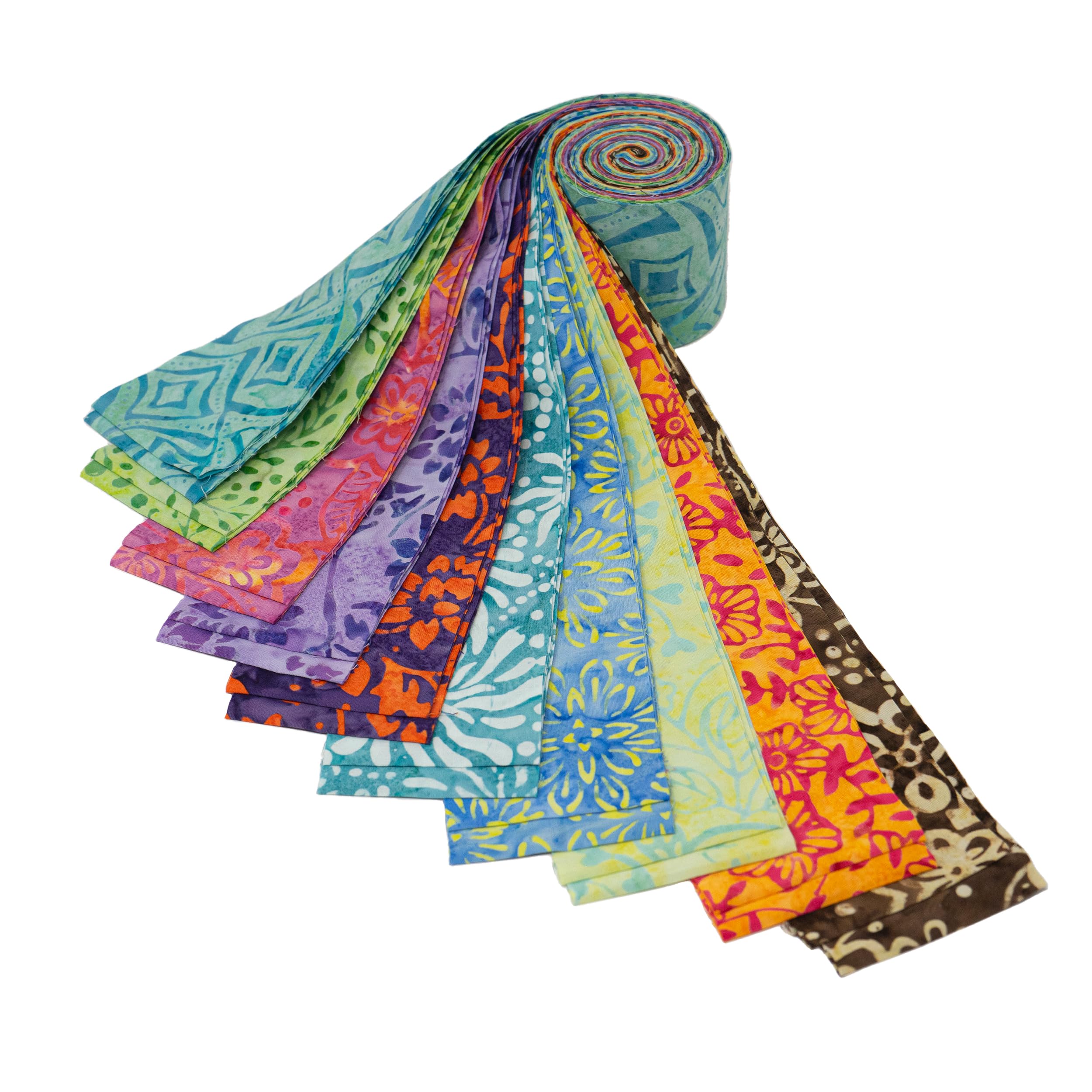 Stitch & Sparkle Indonesian Premium Batik Cotton Vibrant Dreams Jelly Roll 2.5''x 44'', 20 Pieces