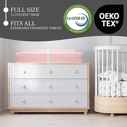 Organic Cotton Contoured Baby Changing Pad w/Waterproof Foam
