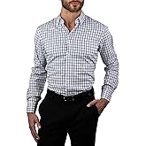 Nautica Slim Fit Mens Plaid Dress Shirts Long Sleeve Wrinkle Free Formal 4-Way Stretch Cooling Technology Work Ready