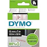 Dymo D1 Standard Labelling Tape 12mm x 7m - Red on Transparent