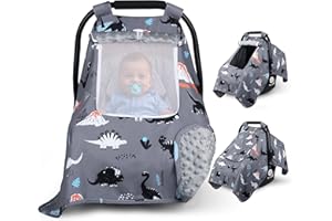 Bnditeu Car Seat Cover Baby, Carseat Covers Baby with 2 Layers Breathable Zipper Windows, Windproof Infant Car Seat Cover, Kick-Proof Baby Carrier Cover for Baby Boy Newborn Essentials