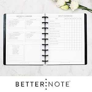 BetterNote Cleaning Schedule Kit for 9-Disc Happy Planner, Daily and Weekly Lists, 6 Month Supply (Planner Not Included)