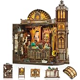 SUNNINO Book Nook Kits for Adults, Magic Library DIY Miniature Dollhouse | 3D Wooden Puzzle for Adults, Bookshelf Decor DIY Miniature Building Kit with LED Lights, Tiny House Model Craft Gift