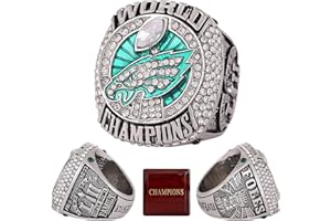 LegacyVault 2017 National Football Philadelphia Championship Ring, Gift For Fans, With Wooden Display Box,Suitable For Christmas,Thanksgiving, Birthdays