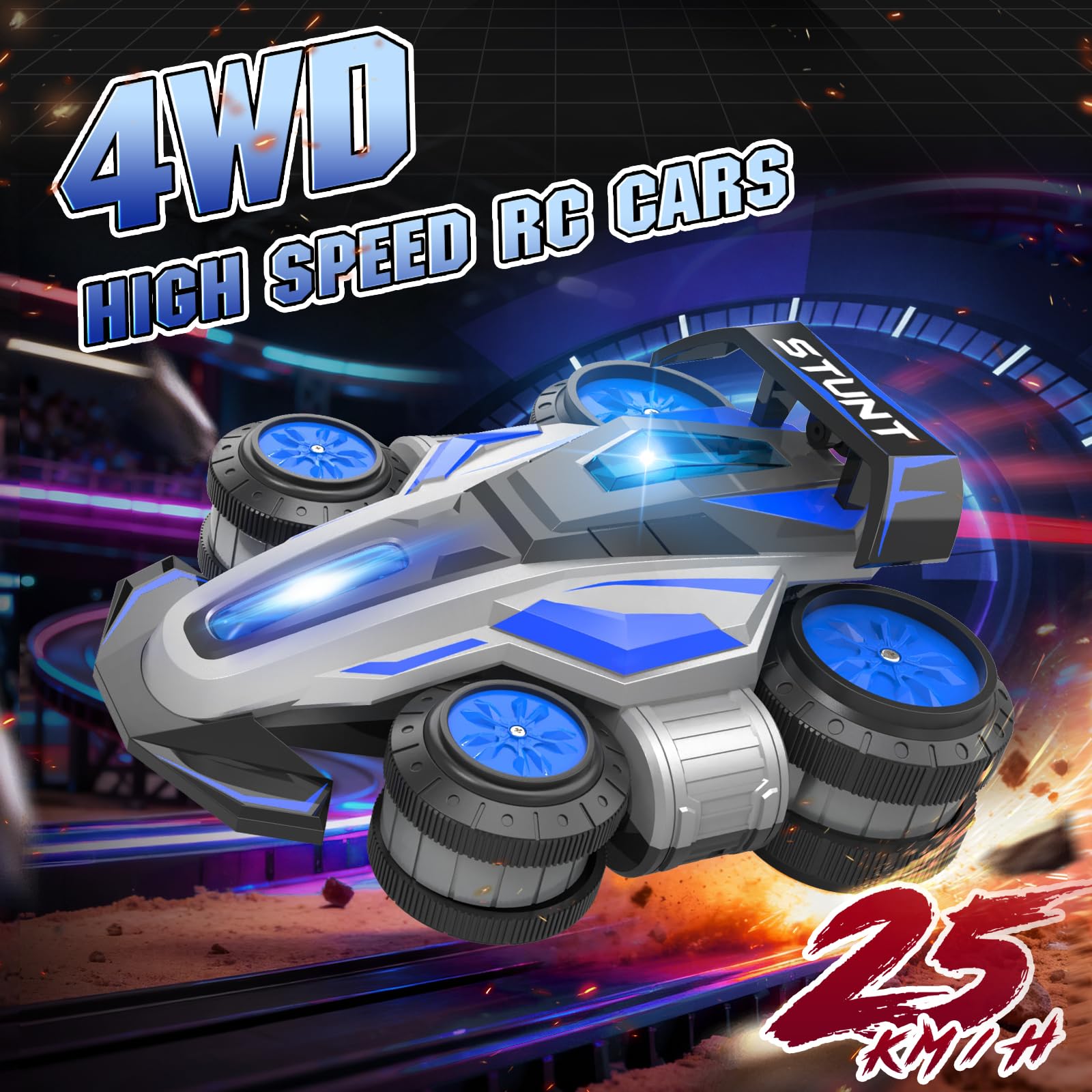 Ferngesteuertes Auto ab 6 7 8 9 10 11 12 Jahre Jungen Spielzeuge RC Auto Kinderspielzeug Outdoor Spielzeugauto 25KM/H mit LED-Licht und Musik Weihnachten Geburtstags Geschenke für Jungen Spielsachen 3