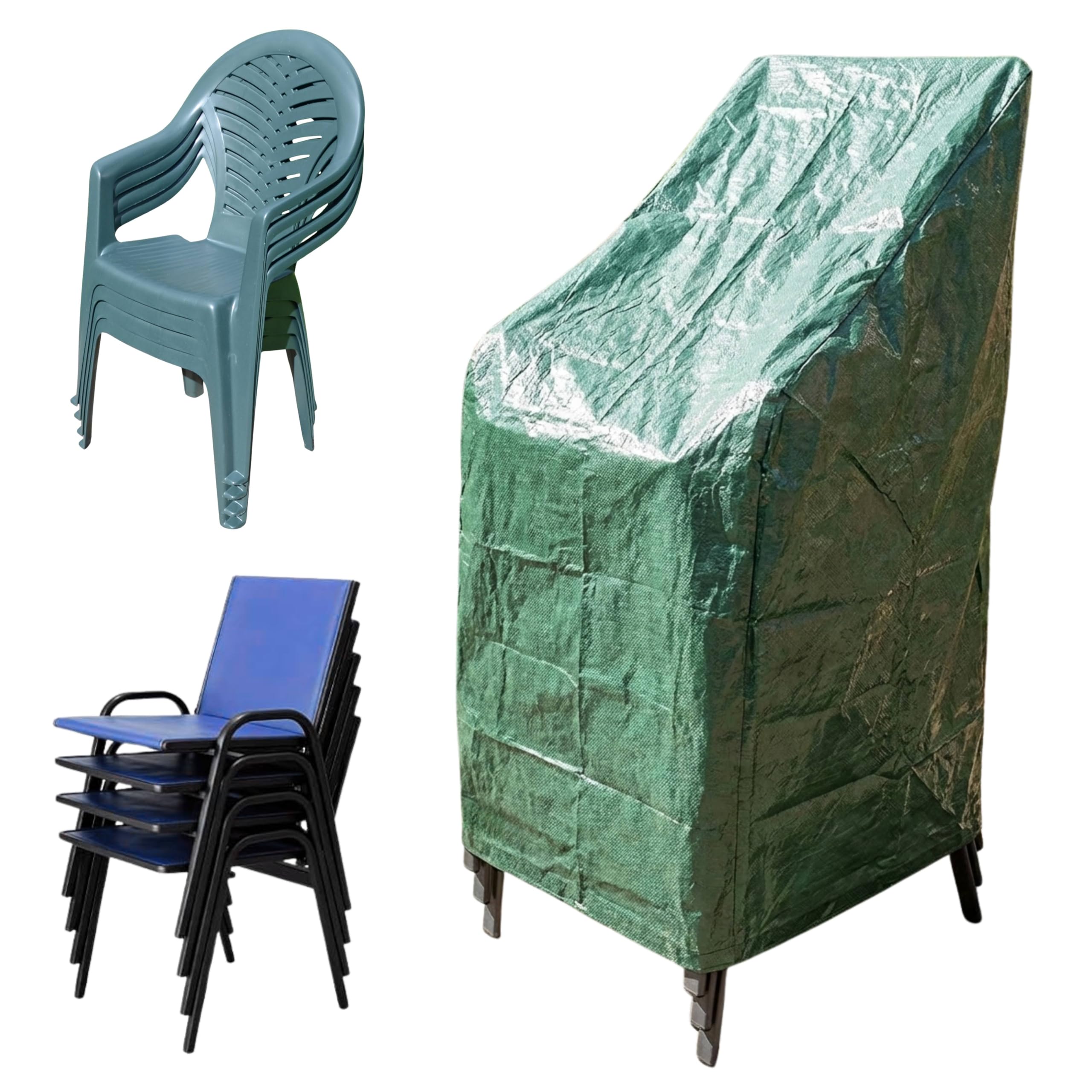 ADEPTNA Heavy Duty Patio Stacking Chair Cover – Protects your Chairs All Year Round with this Tough Polyethylene Cover 66cm x 107cm