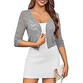 GoMamee Women's 3/4 Sleeve Bolero Shrug Lightweight Cropped Short Cardigan Sweaters for Dresses S-XL