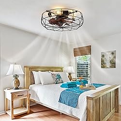 LEDIARY 20" Caged Ceiling Fans with Lights and